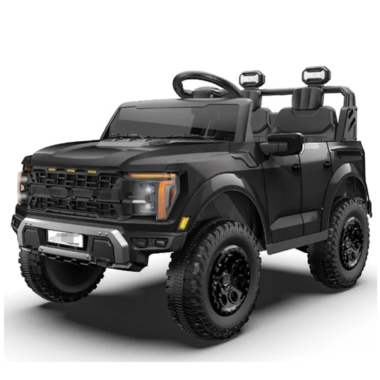 24V RAM 1500 Ride on Cars for Kids, 2 Seater Powered Ride on Truck with Remote Control, Electric Car for Boys Girls 3-8 w/Bluetooth/LED Headlights/Safety Belts, Black