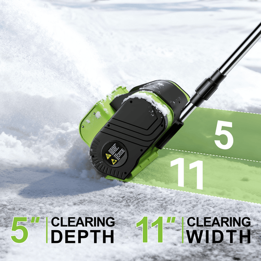 Aootek 11 in Cordless Snow Shovel, 21V Battery Powered Snow Thrower, Battery Snow Blower with Auxiliary Handle, with 4.0Ah Li-ion Battery& Charger for Driveway & Sidewalks 