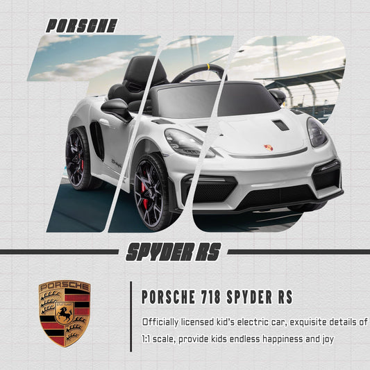 Porsche 718 Kids Ride On Toy, Electric Car for Toddlers with Remote Control, 4 Wheel Suspension, Bluetooth, Music, LED, Safety Belts, Kids Sports Ride on Car for Toddler 3-6 Yrs Boys Girls Gifts