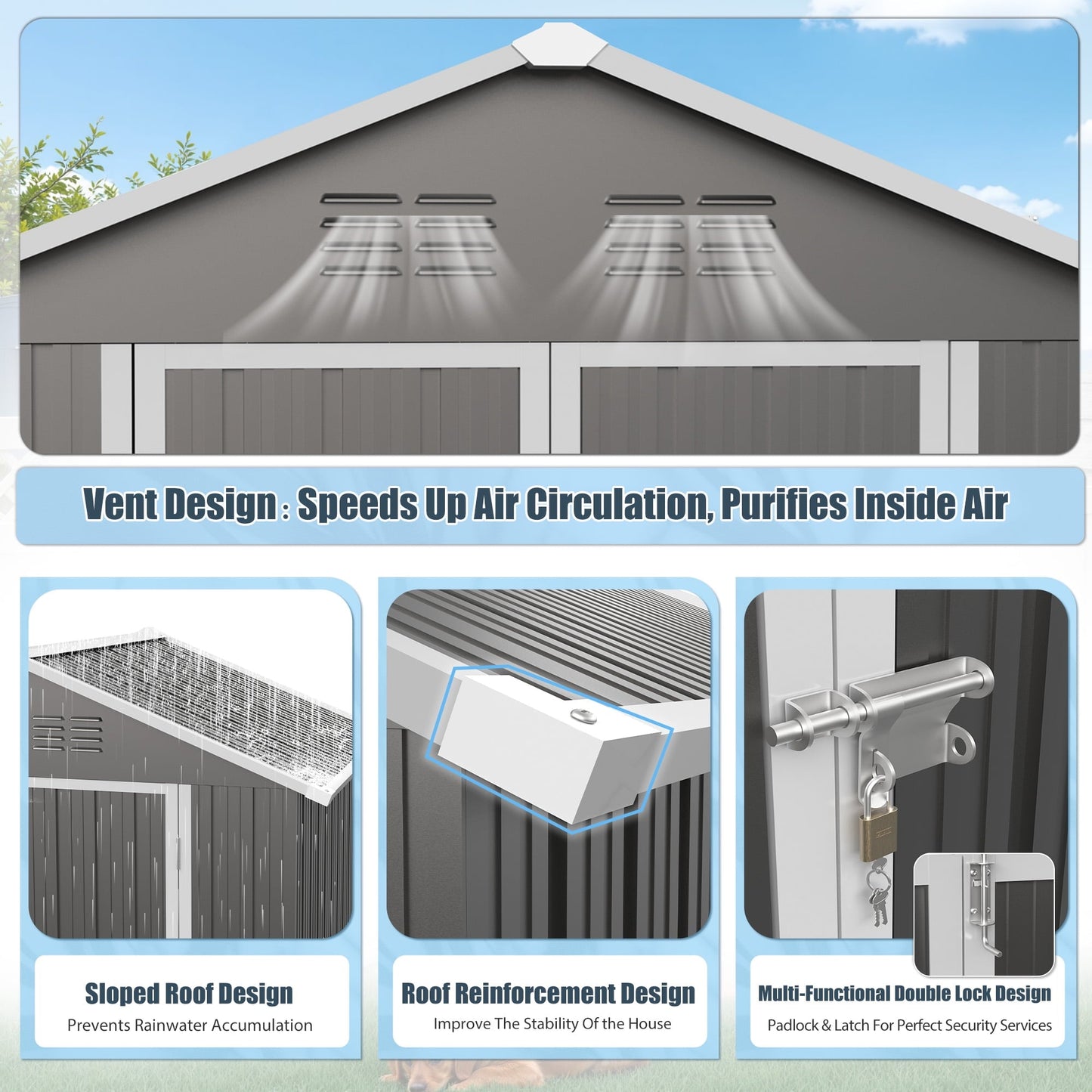 Outdoor Storage Sheds, syngar 6' x 4' Metal Storage Shed, Garden Shed with Lockable Doors, Tools Storage Shed for Backyard, Patio, Lawn, D9094