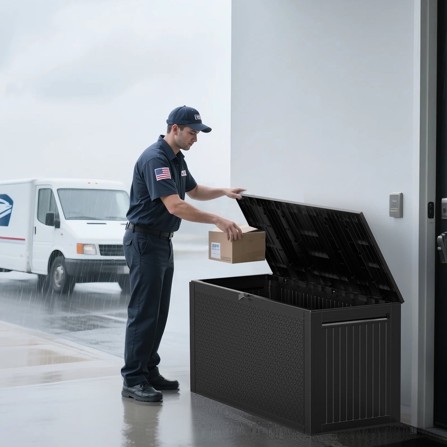 90 Gallon Outdoor Storage Box, Seizeen Resin Deck Box, Waterproof Large Patio Lockable Deck Box for Outside Cushions, Pool Accessories, Throw Pillows, Garden Tools, Gray