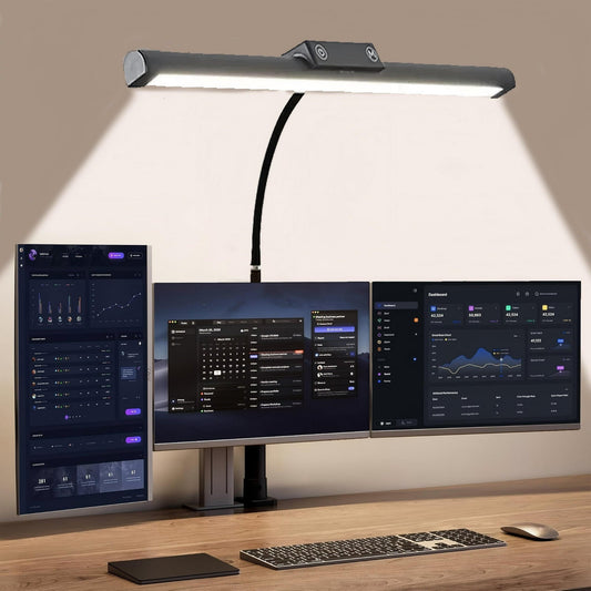 DKTIOP LED Desk Lamps for Home Office - 10W, Flexible Hose Adjustable Height 5-Level Dimmable Eye-Caring Brightness & Color, Architect Lamp for Working,Reading,Crafting,Study Work