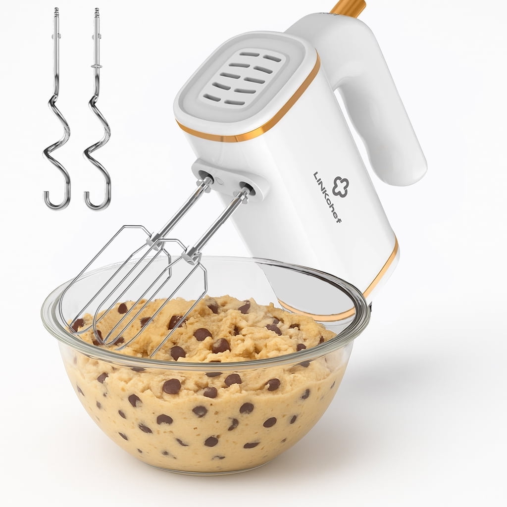 LINKChef Electric Hand Mixer, 5 Speed & Turbo Electric Mixer, Mixers for Kitchen (White)