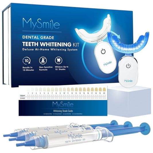 MySmile Pro Teeth Whitening Kit with 28-LED Light, Fast 10 Min Results, 3×3ml Non-Sensitive Whitening Gel, Removes 10 Years of Coffee, Tea & Wine Stains