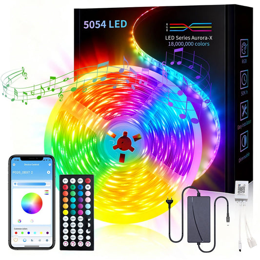 Smart LED Strip Lights 16.4 Feet, Music Sync Color Changing Lights with App & Remote Control, LED Lights for Bedroom, TV, Party Decor, Gaming Room Setup,Muzpu (Multi-Color)