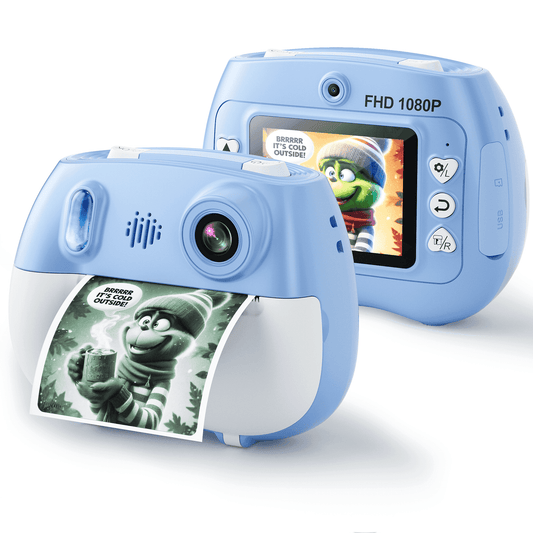 Losei Instant Camera, Front Rear Dual Selfie Kids Camera with 1080P HD Videos,2 Rolls Print Paper & 32G Card, Holiday Birthday Gifts for Kids Age 3-12(Blue)