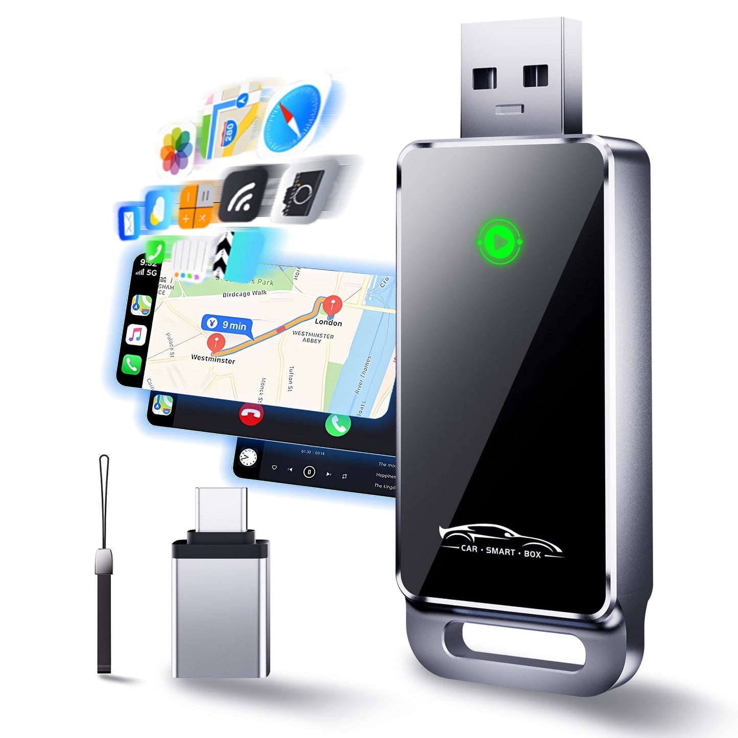 Wireless Carplay Adapter for Apple Carplay, CarPlay Wireless Adapter Converts Wired to Wireless, Plug and Play & Zero Latency Dongle for iPhone 6+