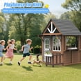 iRerts Outdoor Playhouse, Wooden Playhouse for Kids Outdoor, Kids Play House with Front Door, Flower Pot Holders, Stove, Sink, Doorbell, Bench, Indoor Outdoor Kids Play Equipment Gift for Ages 2+