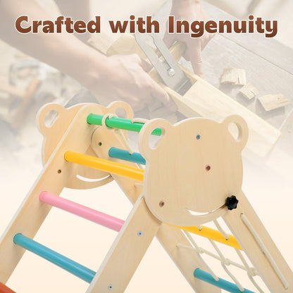 COCLUB Pikler Triangle Climbing Set, 7in1 Toddler Climbing Toys Indoor with Arch&Ramp&Ladder, Climbing Toys for Toddlers 1-3 Inside Gym - Rainbow