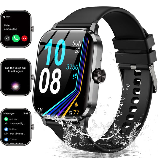 1.96" Smart Watch | Bluetooth Call, Fitness Tracker, 120+ Sports Modes, IP68 Waterproof, Ultra-Thin Design Compatible with Android & iPhone