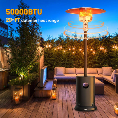 Enyopro 50,000 BTU Patio Heater for Commercial & Residential Use, Propane Outdoor Heavy Duty Heater with Wheels & Adjustable Thermostat, Sliver.