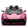 24 Volt Powered Ride on Car, Lamborghini Huracan Sto Ride on Toy with Remote Control, Kids Car Electric Vehicles with Bluetooth Music, LED Light, USB Port, Drift Feature, 360° Spins, Pink