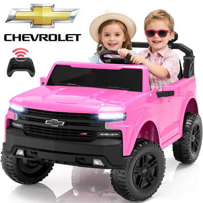 24V 2 Seater Ride on Car for Kids, Licensed Chevrolet Silverado Ride on Toys Truck with Remote Control, Bluetooth, LED Lights, Kids Cars Electric Vehicles for Boys Girls Ages 3-8 Gifts, Pink