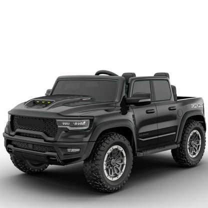 24V RAM 1500 Ride on Cars for Kids, 2 Seater Powered Ride on Truck with Remote Control, Electric Car for Boys Girls 3-8 w/Bluetooth/LED Headlights/Safety Belts, Black