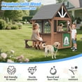 iRerts Outdoor Playhouse, Wooden Playhouse for Kids Outdoor, Kids Play House with Front Door, Flower Pot Holders, Stove, Sink, Doorbell, Bench, Indoor Outdoor Kids Play Equipment Gift for Ages 2+