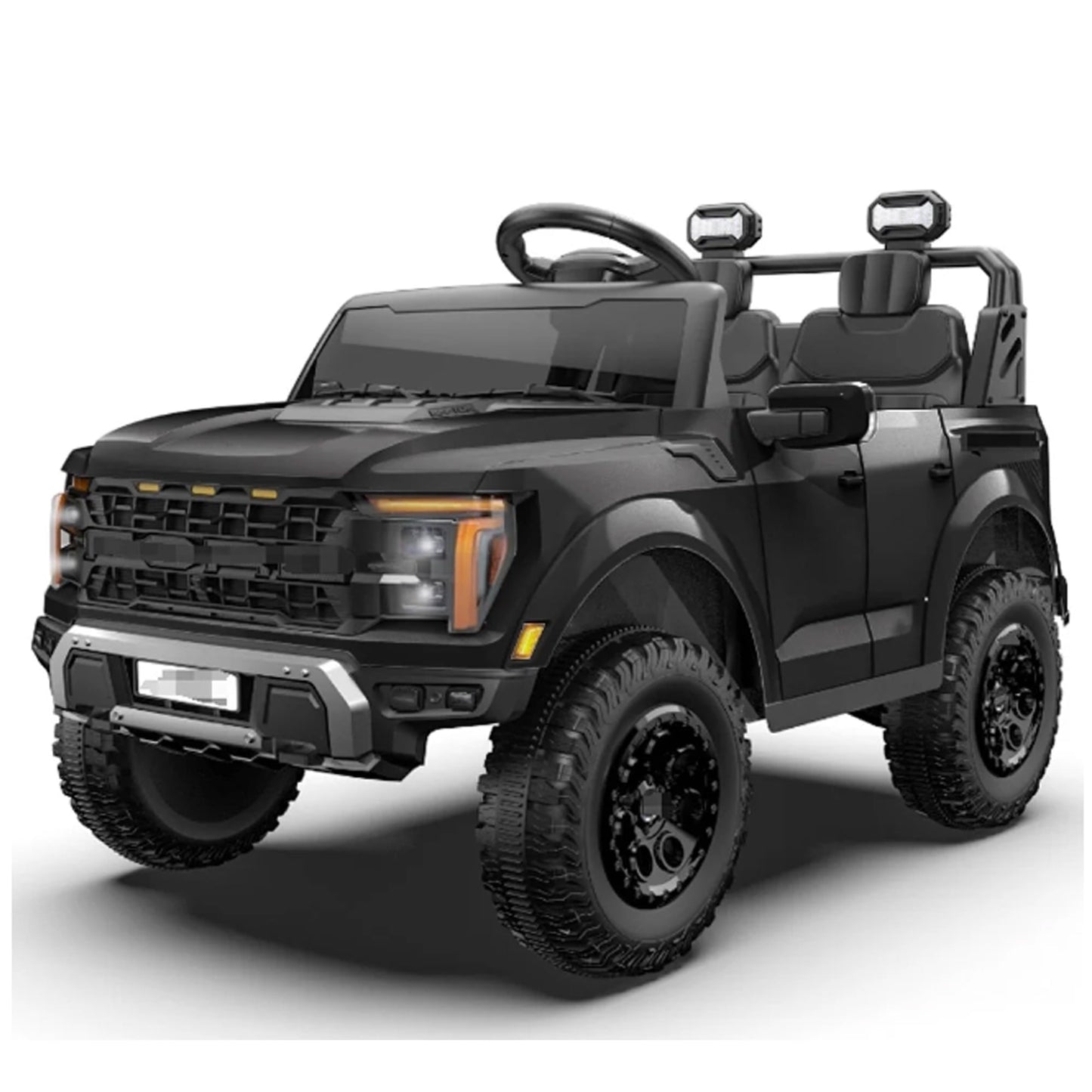 24V RAM 1500 Ride on Cars for Kids, 2 Seater Powered Ride on Truck with Remote Control, Electric Car for Boys Girls 3-8 w/Bluetooth/LED Headlights/Safety Belts, Black