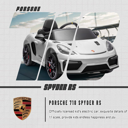 Porsche 718 Kids Ride On Toy, Electric Car for Toddlers with Remote Control, 4 Wheel Suspension, Bluetooth, Music, LED, Safety Belts, Kids Sports Ride on Car for Toddler 3-6 Yrs Boys Girls Gifts