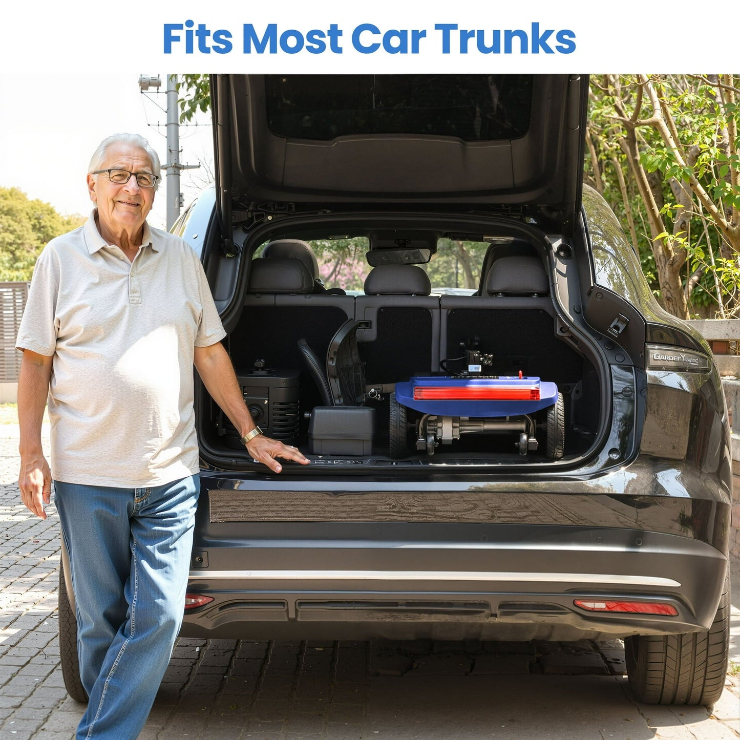 Yardmaster Clearance 4-Wheel Mobility Scooter, 15Miles Foldable Scooter for Seniors and Adults, 12AH Powered Mobile Wheelchair with Removable Battery, Easy Assembly, 350LBS, Blue