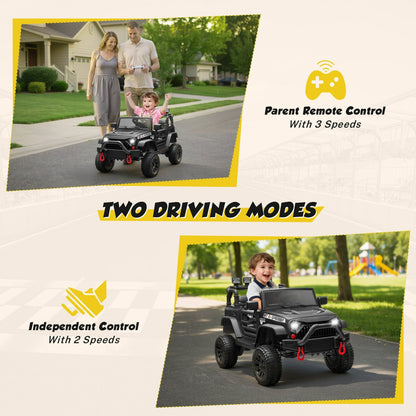 iRerts 24V Ride on Cars, Powered Ride on Truck Toys with Remote Control, Bluetooth, Music, USB/AUX Ports, LED Light, 4 Wheel Suspension, Kids Cars Electric Vehicles for Boys Girls Ages 3-6, Black