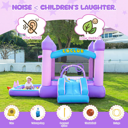 COCLUB Inflatable Bounce House for Kids Outdoor & Indoor, Toddler Bouncy Castle with Slide, Blower, Ball Pit - 6-in-1 Jumping Toy for Ages 2-5 (154x113x90”)
