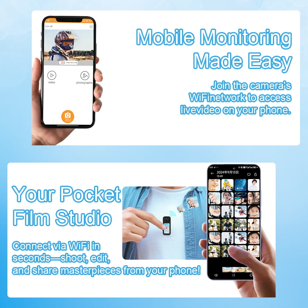 MARVUE Thumb Action Camera 2.7K HD 1.47”IPS Display with Magnetic Neck Strap