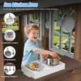 iRerts Outdoor Playhouse, Wooden Playhouse for Kids Outdoor, Kids Play House with Front Door, Flower Pot Holders, Stove, Sink, Doorbell, Bench, Indoor Outdoor Kids Play Equipment Gift for Ages 2+