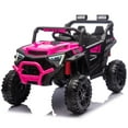 iRerts 24V Ride on Toys for Kids, Powered Ride on Car UTV with Remote Control, Ride on Truck Kids Electric Cars w/ Bluetooth, Music, USB Ports, LED Lights, 4 Wheels Suspension, Ages 3-6 Gifts, Pink