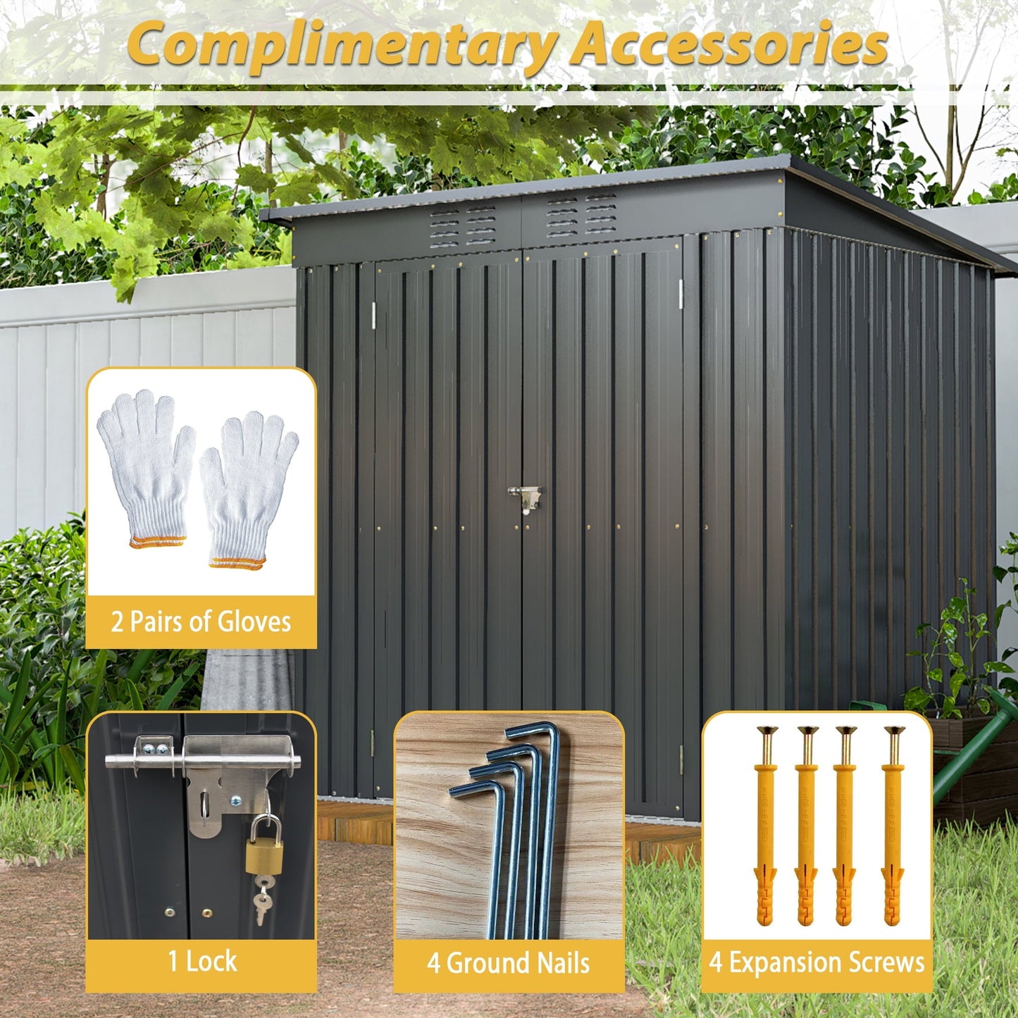 6 x 4 ft Outdoor Storage Shed with Floor Frame, Storage Sheds for Outside with Lockable Door, All Weather Garden Tool Shed with Air Vent for House Backyard Patio Lawn, Black