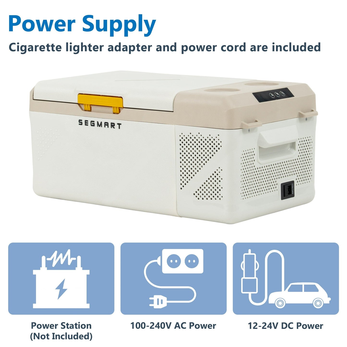 Seizeen 12V Car Refrigerator, 16.8 QT(15.9L) Portable Electric Refrigerator for Outdoor, 12/24V DC & 100-240V AC, 45db Noise, Small Mini Refrigerator for Home & RV Use