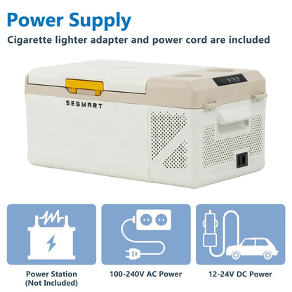 Seizeen 12V Car Refrigerator, 16.8 QT(15.9L) Portable Electric Refrigerator for Outdoor, 12/24V DC & 100-240V AC, 45db Noise, Small Mini Refrigerator for Home & RV Use