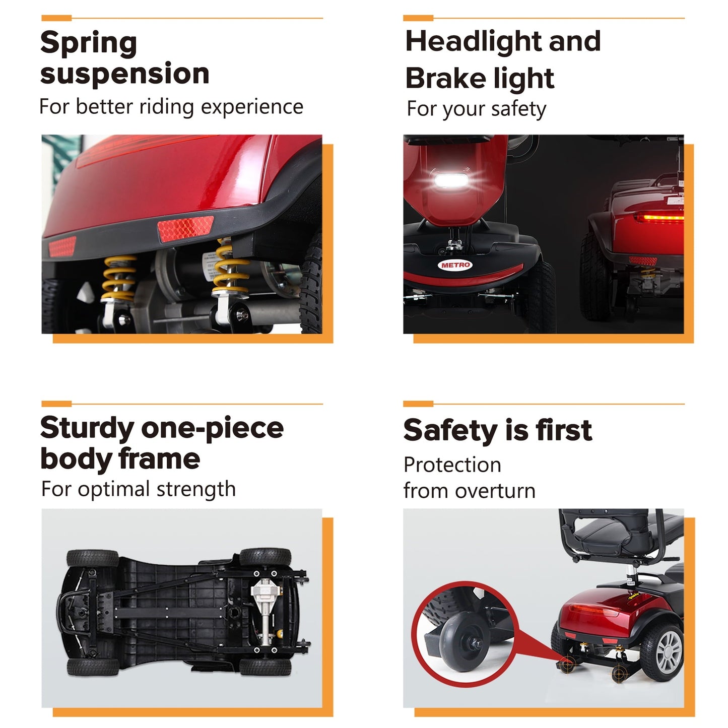 SEGMART Upgrade Mobility Scooter with Windshield, Travel Electric Wheelchair for Adults Senior, Outdoor Mobility Scooter with Cup Holders & USB Charging Port, 300 lbs, Red, SS462