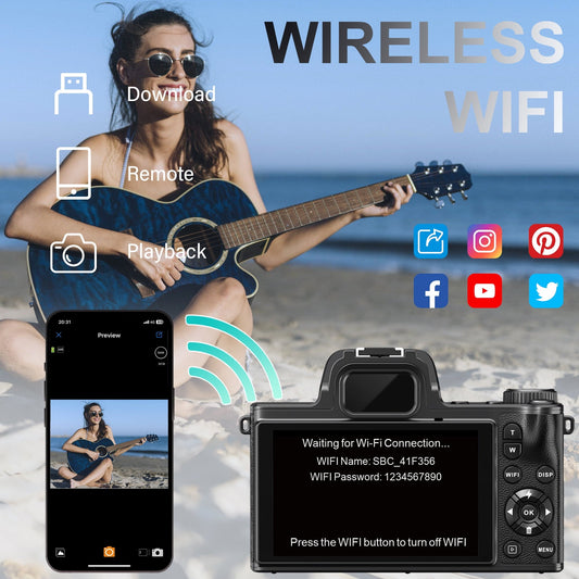 MARVUE Digital Camera with 5K UHD Video, 80MP, 18X Zoom, One-Touch Macro, 32GB SD Card