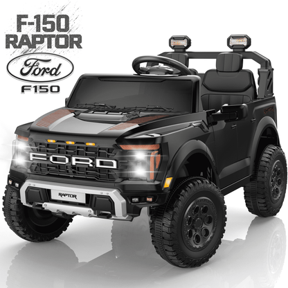 CASEMIOL 2-Seater 24V Big Kids Ride on Toys Truck with Remote Control, Licensed Ford F150 Raptor Battery Powered Ride on Car for Toddlers Kids Ages 3-8, Back to School Gift for Boys & Girls, Black