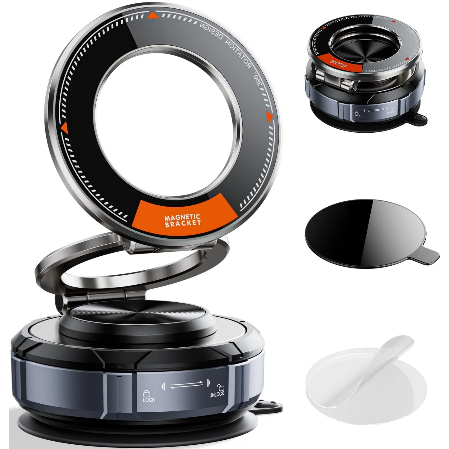 STA Upgraded Suction Cup Phone Mount 360° Zinc Alloy Phone Stand Vacuum Magnetic Car Holder for MagSafe Mount 98 LBS Ultra Accessories for iPhone 16 15 14 13 12 Android