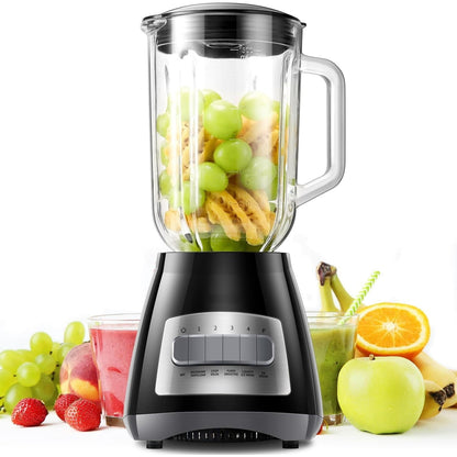700W Blender for Shakes and Smoothies, Classic Blenders for Kitchen, 52oz Glass Jar, 9 Functions with 5 Speeds for Crushing Ice, Puree, and Frozen Fruit