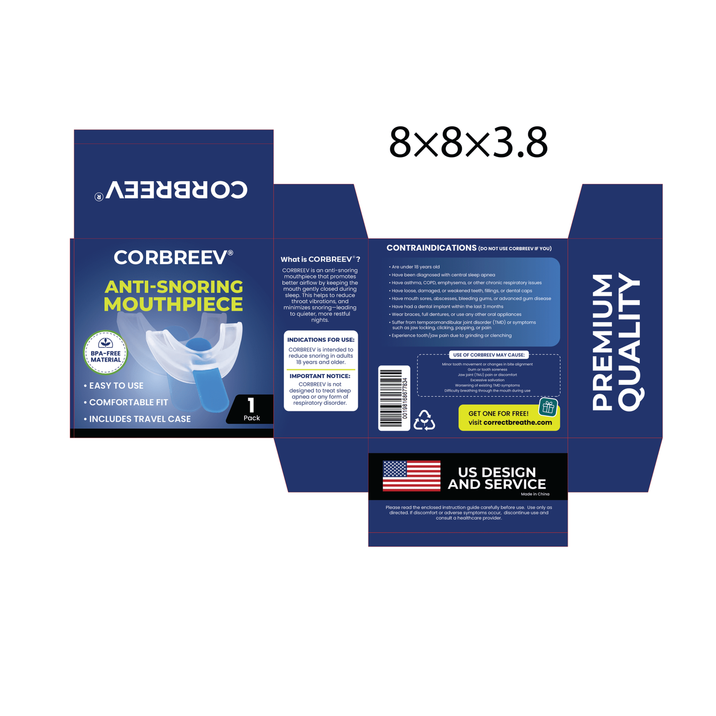 CorBreev Anti-Snoring Devices, Universal Snore Stopping Mouth Guard for a Quiet Nights Sleep, with Travel Case