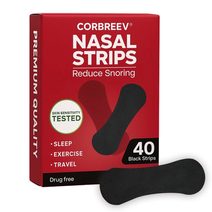 CorBreev Extra Strength Black Nasal Strips, 40 Count