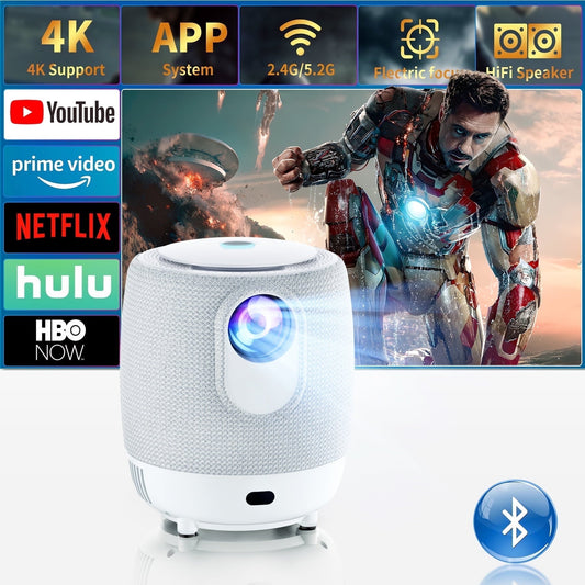 [Electric-Focus] Losei H9 Projector 4K Support with WiFi 6 and Bluetooth,187''Display Compatible with TV Stick/Smartphone/HDMI/USB, Indoor & Outdoor Use