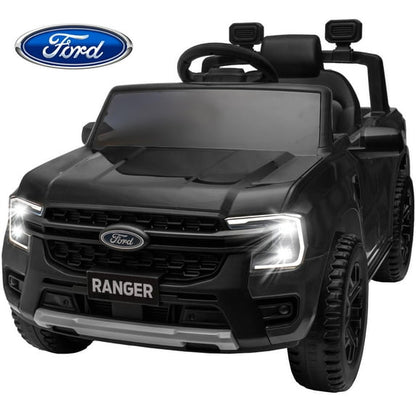 Ford Ranger Ride on Truck, 12V Powered Ride on Toy Cars with Remote Control, Bluetooth, MP3 Player, Safety Belt, LED Lights, Horn, Rear Wheels Drive Kids Electric Car for Boys Girls 3-6 Ages, Black