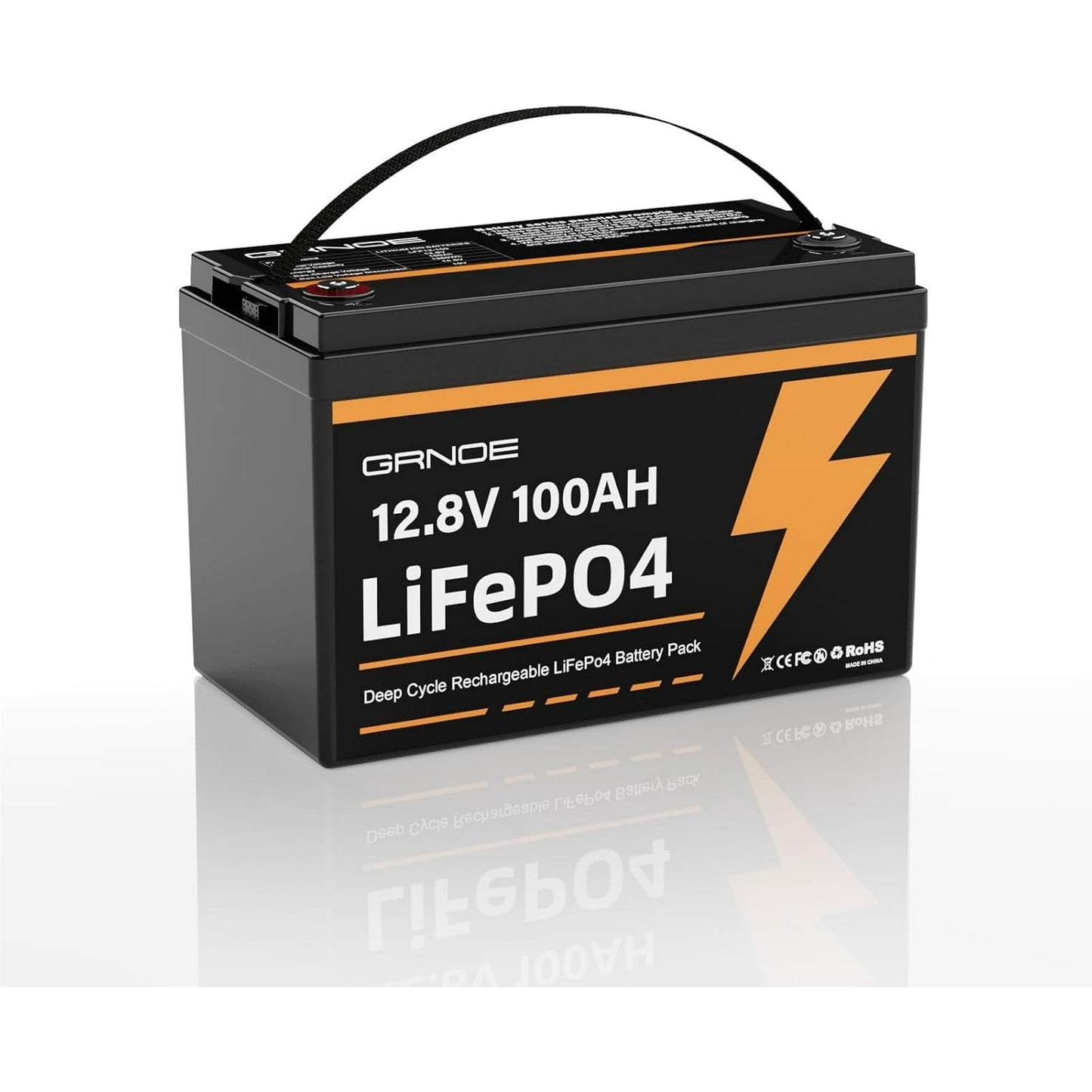 GRNOE 12V 100Ah LiFePO4 Battery with 100A BMS, Group 31, 1280Wh Lithium Battery - Up to 15000 Deep Cycles for RV, Trolling Motor, Automotive Use