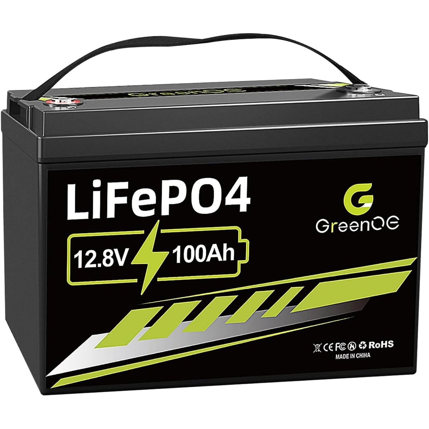 ‎GreenOE 12V 100Ah LiFePO4 Battery Group 31 with Built-in 100A BMS, 15000 Deep Cycles Rechargeable Lithium Battery Prefect for Solar System, Rvs, Marine, Vans, Trailer,Trolling Motor, Backup, 1 Pack
