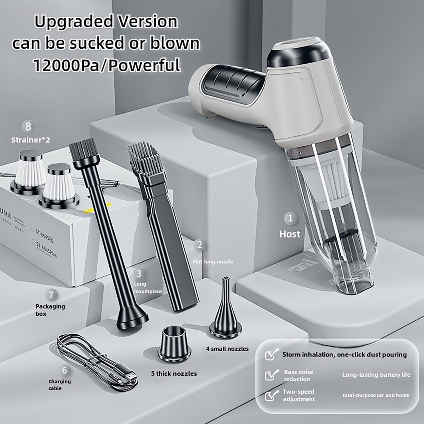 Juyafio Car Vacuum Cleaner,Cordless 120W/12000PA Powerful Sutions Multi functional Handheld Vacuum Lightweight for Car,Home