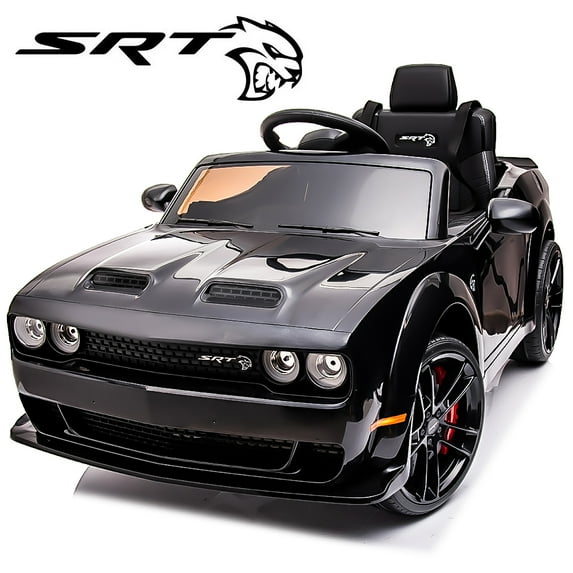 12V Ride on Cars with Remote Control, Licensed Dodge Challenger Battery Powered Kids Electric Car, Ride on Toys for Kids Boys Girls 3-5 Ages Gift with Bluetooth, Music, USB/MP3 Port, LED Light, Black