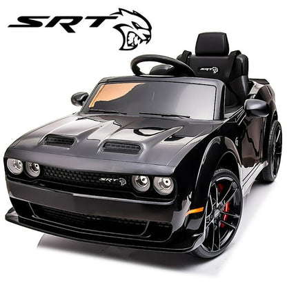 12V Ride on Cars with Remote Control, Licensed Dodge Challenger Battery Powered Kids Electric Car, Ride on Toys for Kids Boys Girls 3-5 Ages Gift with Bluetooth, Music, USB/MP3 Port, LED Light, Black