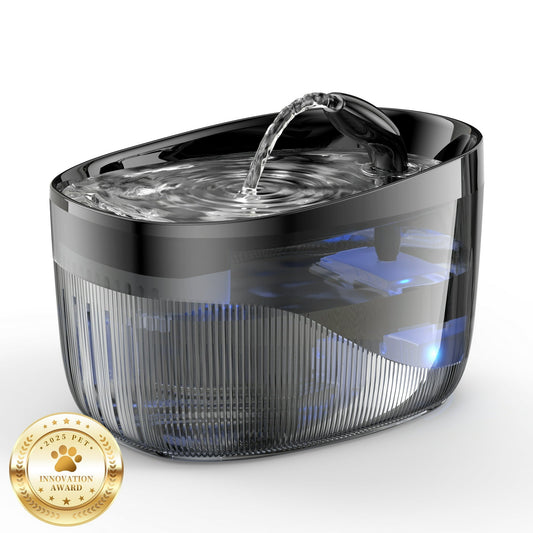 Cat Water Fountain, 2.2L/75oz Cat Fountain with 2 Replacement Filters,Ultra Quiet,BPA-Free,2 Flow Modes Dog Water Fountain for Cats Dogs,Multiple Pets,Muzpu(Black)