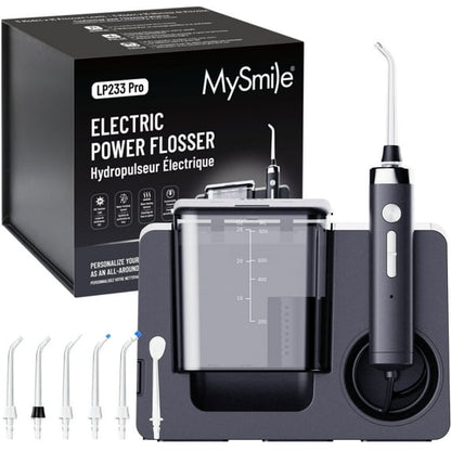 MySmile LP233 Pro 800ML Countertop Electric Dental Water Flosser with UVC Sterilizer Water Purifying Light, Power Oral Irrigator for Teeth Braces 6 Jet Tips, Black