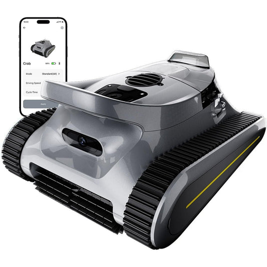 New Upgraded Seauto Crodless Robotic Pool Vacuum Cleaner for Inground & Above-Ground Pools (Up to 2150 Sq.Ft), Dual Brushless Motors Powerful Suction, Gray