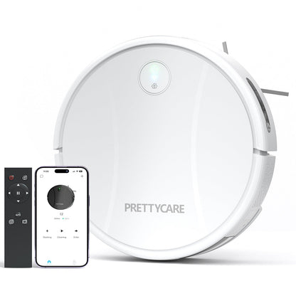 PrettyCare Robot Vacuum and Mop Combo with 3200Pa Suction,APP/Remote/Voice Control,Ideal for Pet hair C2 White