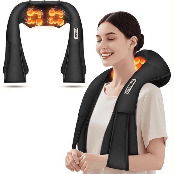 XIAOTONG Shiatsu Neck Massager with Heat, Deep Tissue Kneading Back and Shoulder Massager, Gifts for Mom & Dad