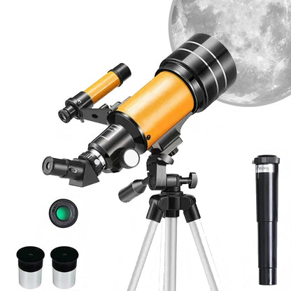 DKTIOP Orange Telescope 70mm Aperture Kids & Adults Astronomy Telescope - 22.5X-150X Magnification Portable Refractor with Sturdy Tripod & Easy Setup